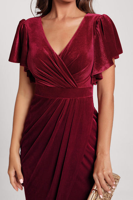 Robe Cocktail Velours Rubis Chic - gallery 2