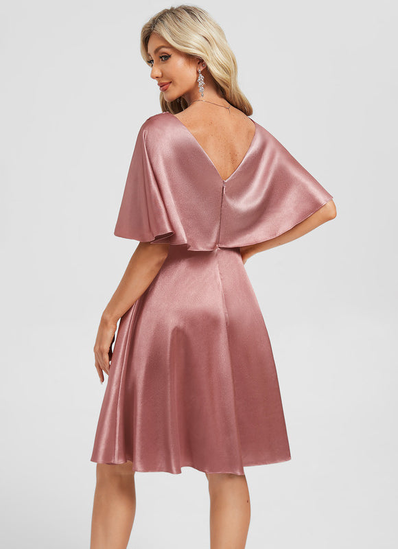 Robe Cocktail Satinée À Manches Fluides - gallery 6
