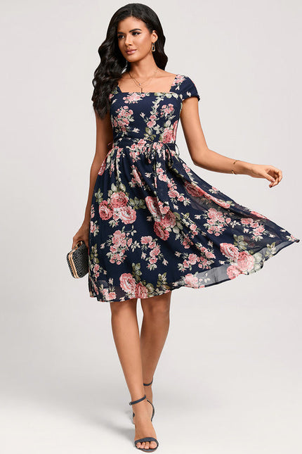 Robe Cocktail Fleurie Marine - gallery 5