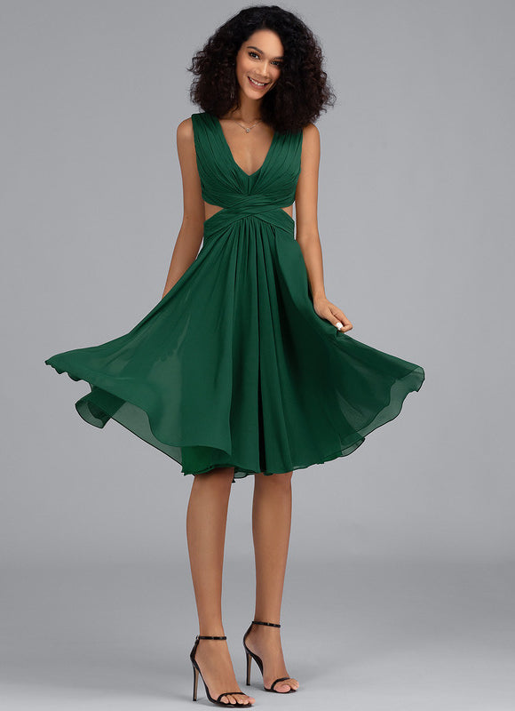 Robe Cocktail Mousseline Émeraude - gallery 4