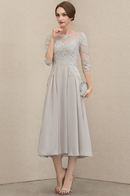 Robe Cocktail Grise Élégante - gallery 1