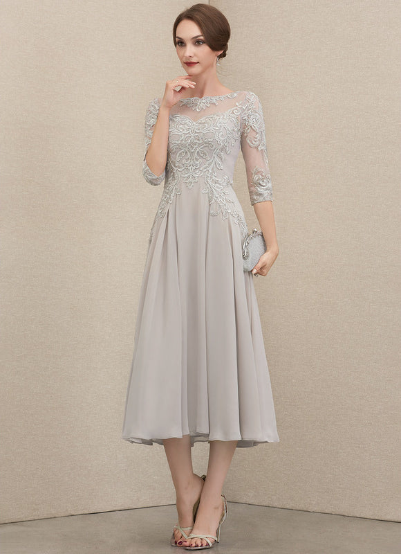 Robe Cocktail Grise Élégante - gallery 1