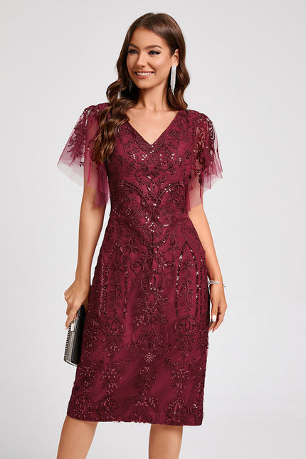 Robe Cocktail Étoilée Bordeaux - gallery 6