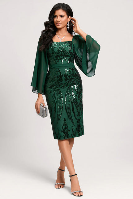 Robe Cocktail Éclat Émeraude Envoûtant