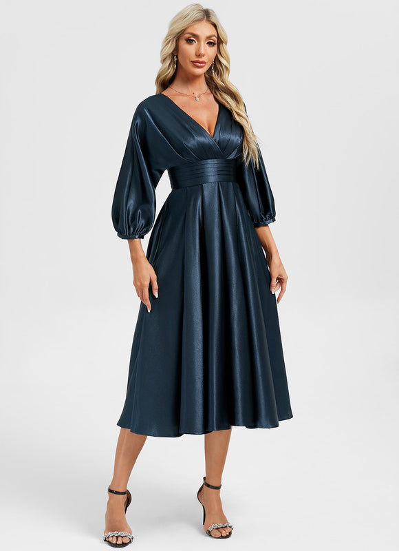 Robe Cocktail Fluide Satinée - gallery 3