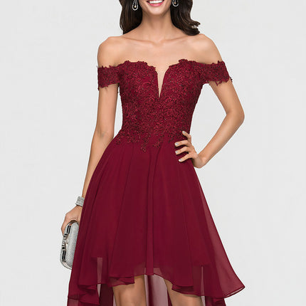 Robe Cocktail Rouge Élégance Asymétrique