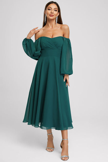 Robe Cocktail Émeraude Élégante - gallery 2