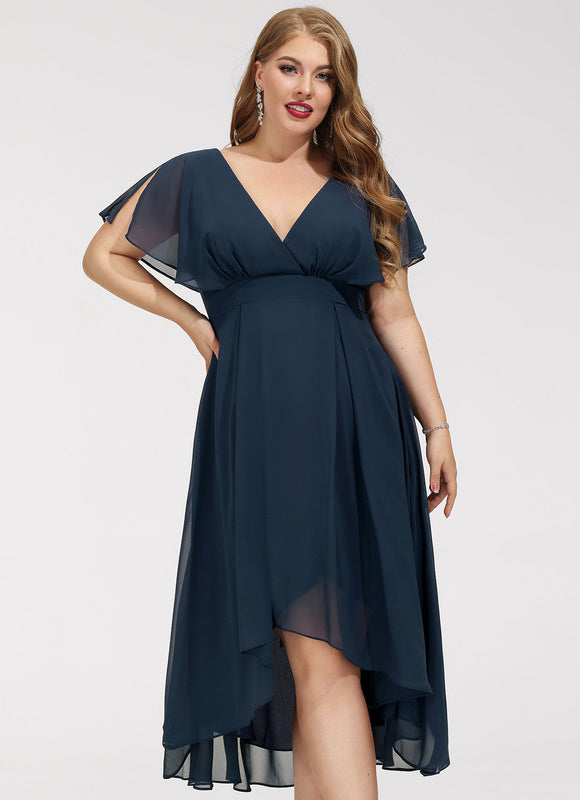 Robe Cocktail Fluide Marine Asymétrique - gallery 7