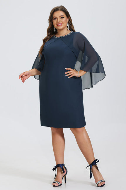 Robe Cocktail Élégance Marine Drapée - gallery 6