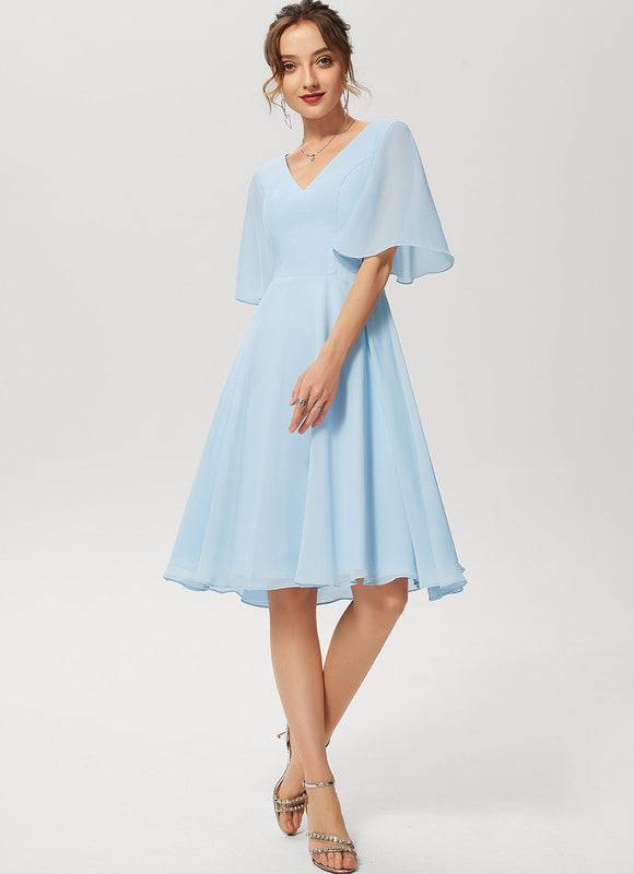 Robe Cocktail Mousseline Asymétrique - gallery 3
