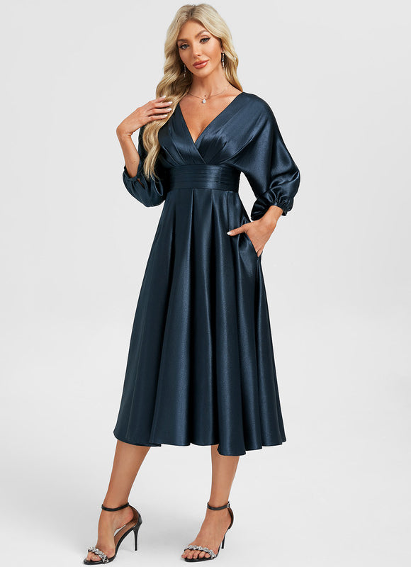 Robe Cocktail Fluide Satinée - gallery 2