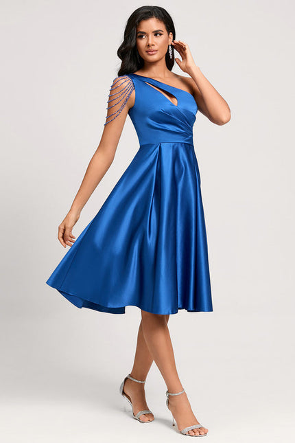 Robe Cocktail Bleu Éclatante - gallery 1