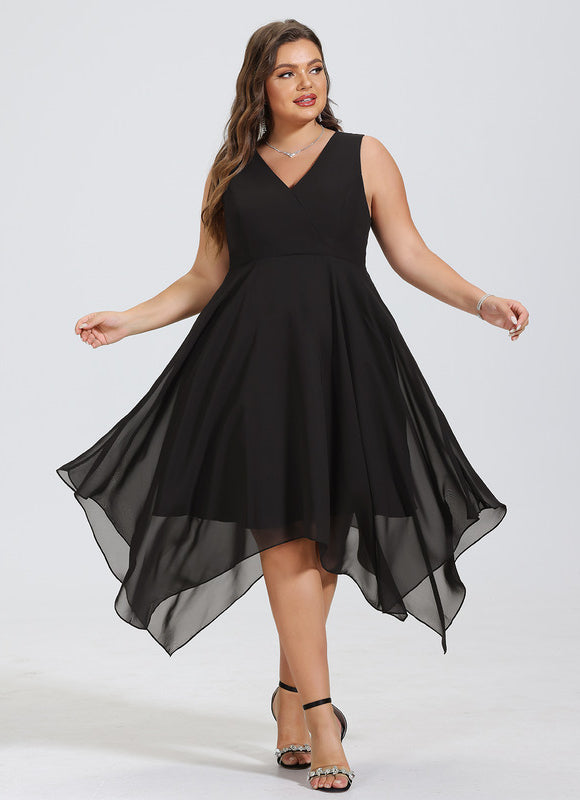 Robe Cocktail Fluide Marine Asymétrique - gallery 8