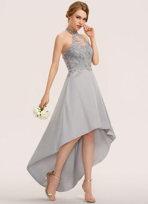 Robe Cocktail Gris Élégant Flottant - gallery 4