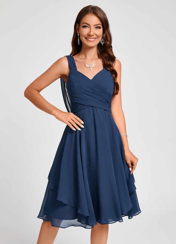 Robe Cocktail Mousseline Asymétrique - gallery 5