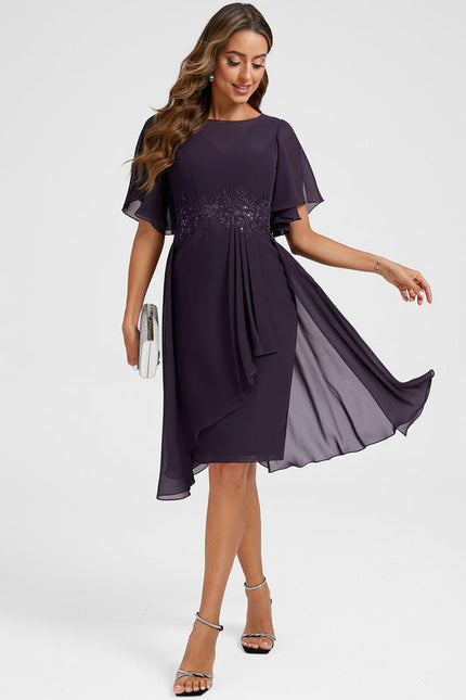 Robe Cocktail Chiffon Violet - gallery 1