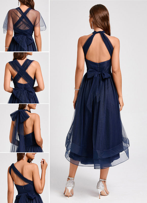 Robe Cocktail Tulle Asymétrique - gallery 1