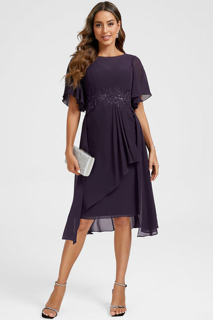 Robe Cocktail Chiffon Violet - gallery 4