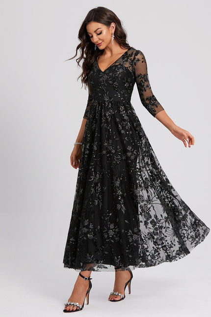 Robe Cocktail Noir Étoilé Chic - gallery 2