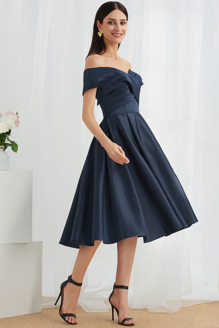 Robe Cocktail Satin Marine - gallery 1