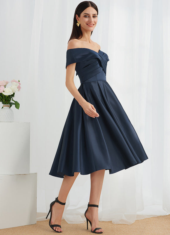Robe Cocktail Satin Marine - gallery 1
