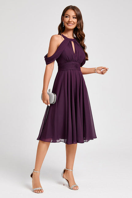 Robe Cocktail Aérienne Prune - gallery 7