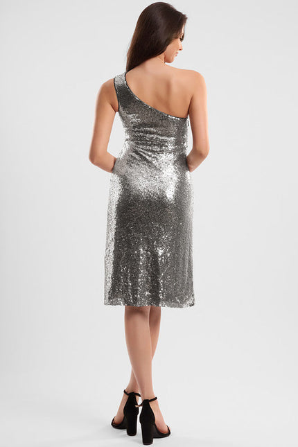Robe Cocktail Scintillante Asymétrique - gallery 4