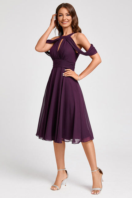 Robe Cocktail Aérienne Prune - gallery 3