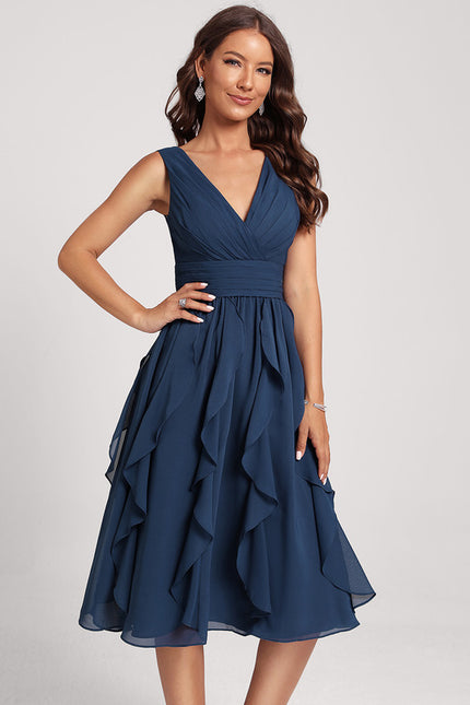 Robe Cocktail Mousseline Émeraude - gallery 4