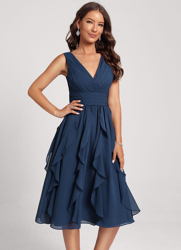Robe Cocktail Mousseline Émeraude - gallery 4