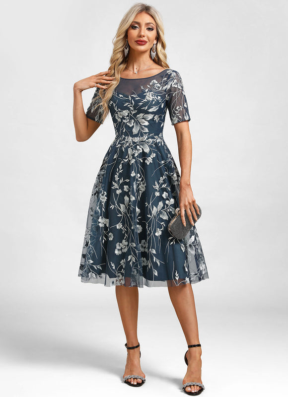 Robe Cocktail Florale Tulle - gallery 1