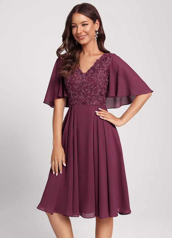Robe Cocktail Rouge Velours Éclat - gallery 2
