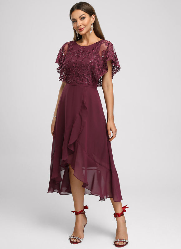 Robe Cocktail Violet Flottant - gallery 3