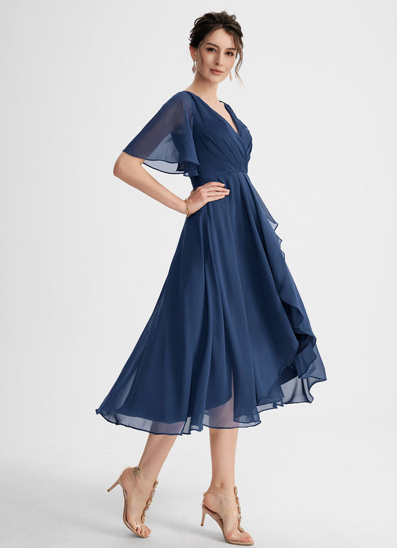 Robe Cocktail Fluide Vert Pâle - gallery 4