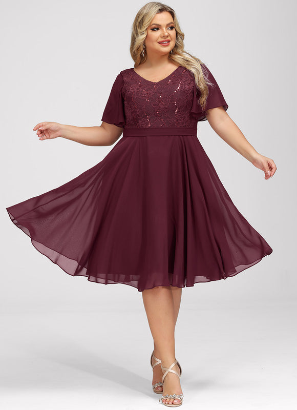 Robe Cocktail Rouge Velours Éclat - gallery 6