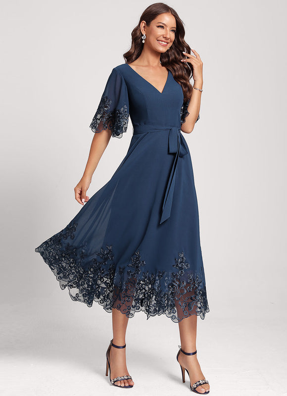 Robe Cocktail Mousseline Nocturne - gallery 3