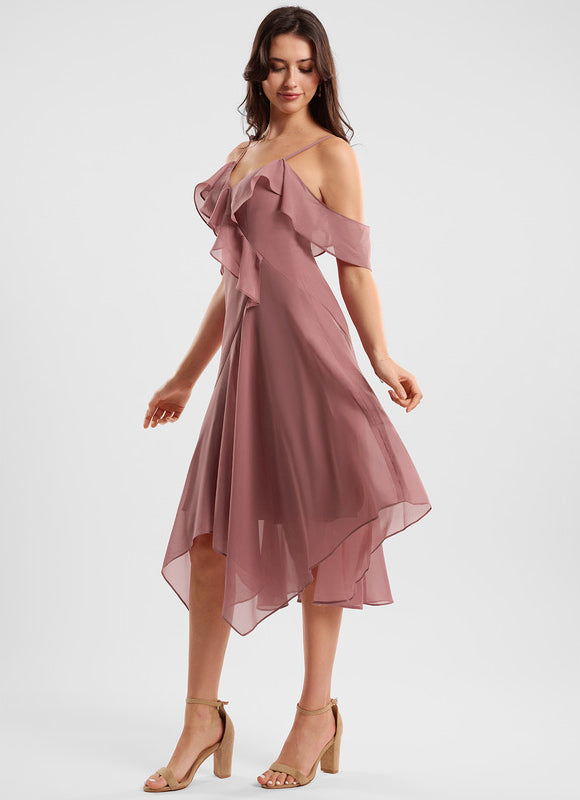 Robe Cocktail Fluide Vert Pâle - gallery 2