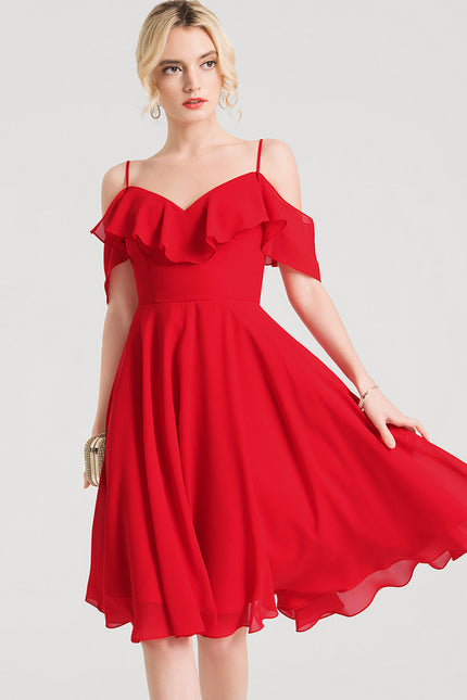 Robe Cocktail Mousseline Émeraude