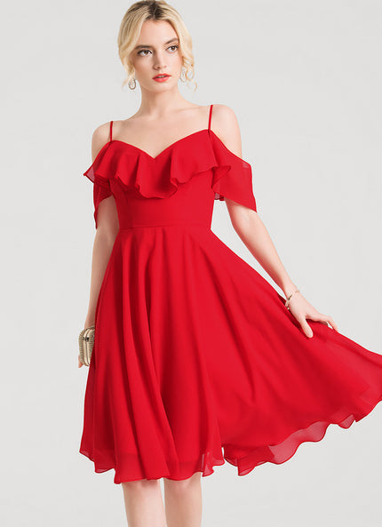 Robe Cocktail Mousseline Émeraude