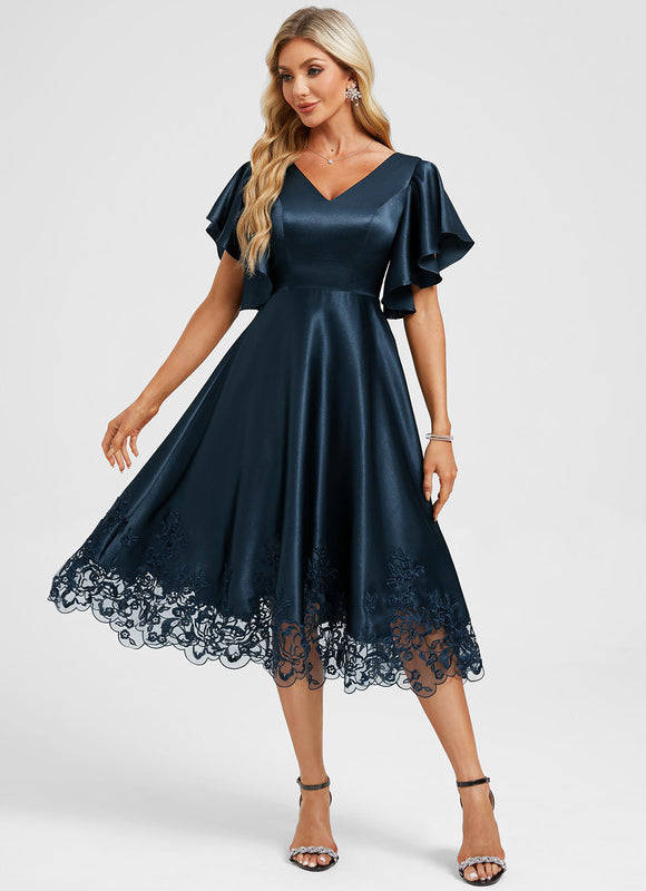Robe Cocktail Satinée Azur - gallery 3