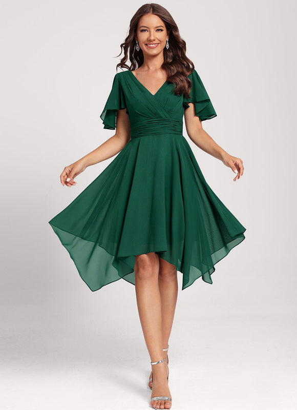 Robe Cocktail Fluide Marine Asymétrique - gallery 2