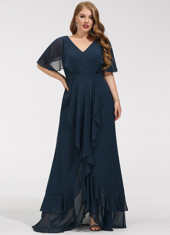 Robe Cocktail Fluide Marine Asymétrique - gallery 7