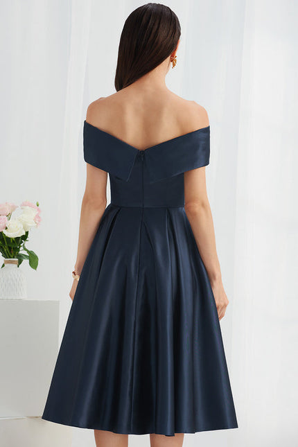 Robe Cocktail Satin Marine - gallery 4