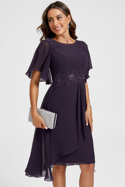 Robe Cocktail Chiffon Violet - gallery 2
