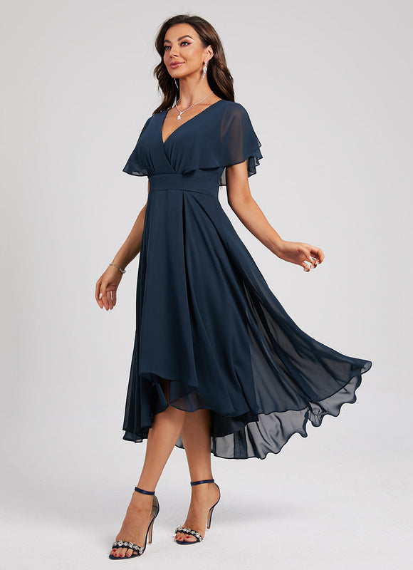 Robe Cocktail Fluide Marine Asymétrique - gallery 1