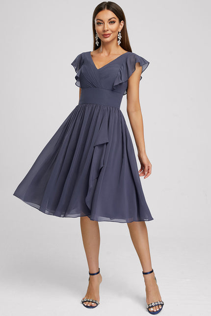 Robe Cocktail Mousseline Émeraude - gallery 4