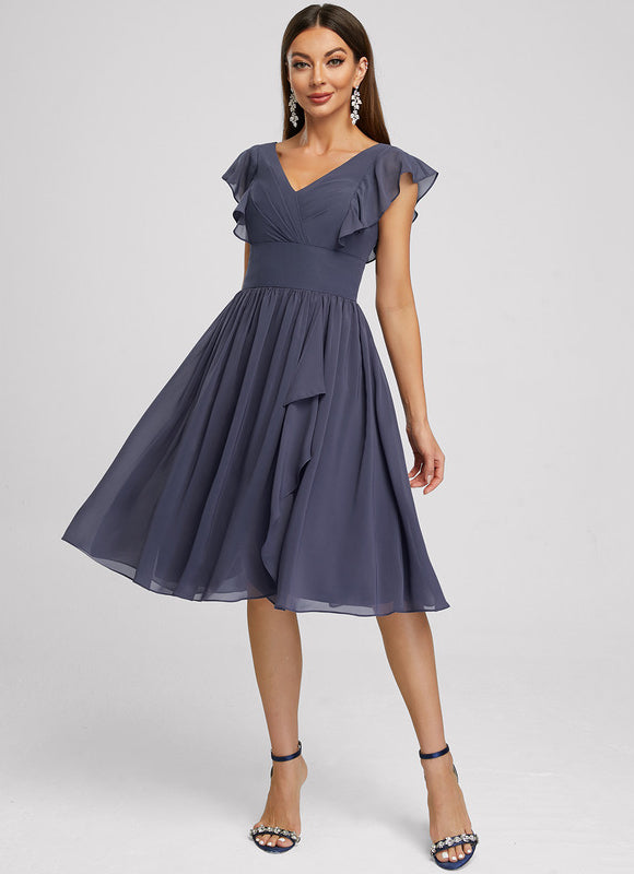 Robe Cocktail Mousseline Émeraude - gallery 4