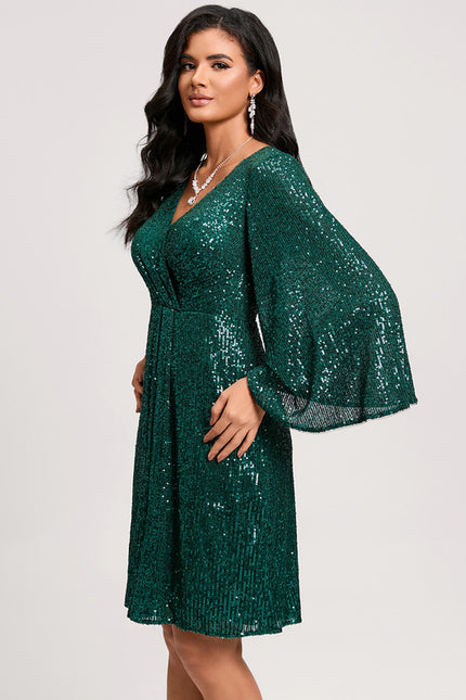 Robe Cocktail Pailletée Émeraude - gallery 1