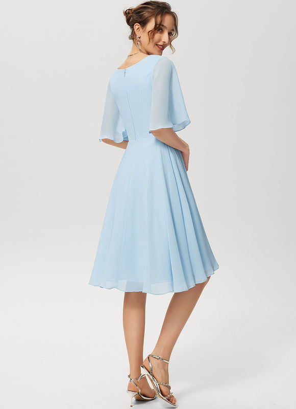 Robe Cocktail Mousseline Asymétrique - gallery 4