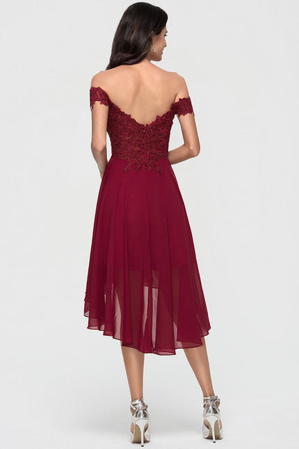 Robe Cocktail Rouge Élégance Asymétrique - gallery 1